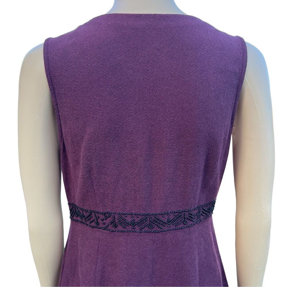 Abercrombie & Fitch Dress Women's Small Maroon Beaded Aztec Sleeveless Tie Neck - Picture 8 of 16
